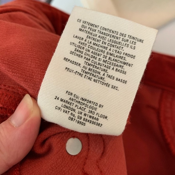 Anthropologie Pilcro Orange Rust High Waist Cords - Picture 6 of 6